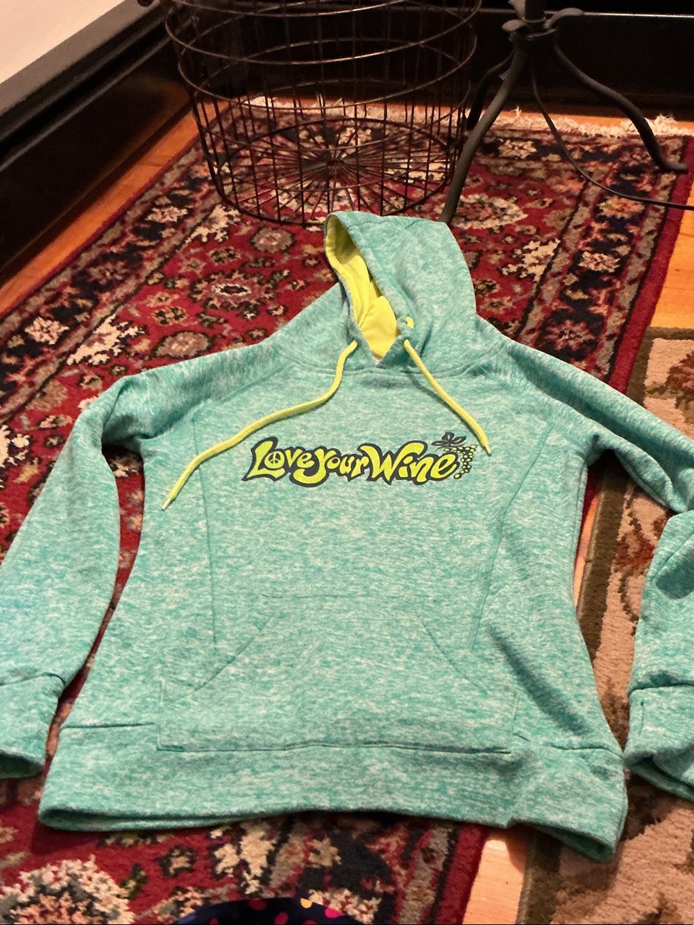 J. America Teal Hooded Sweatshirt with Yellow Accents